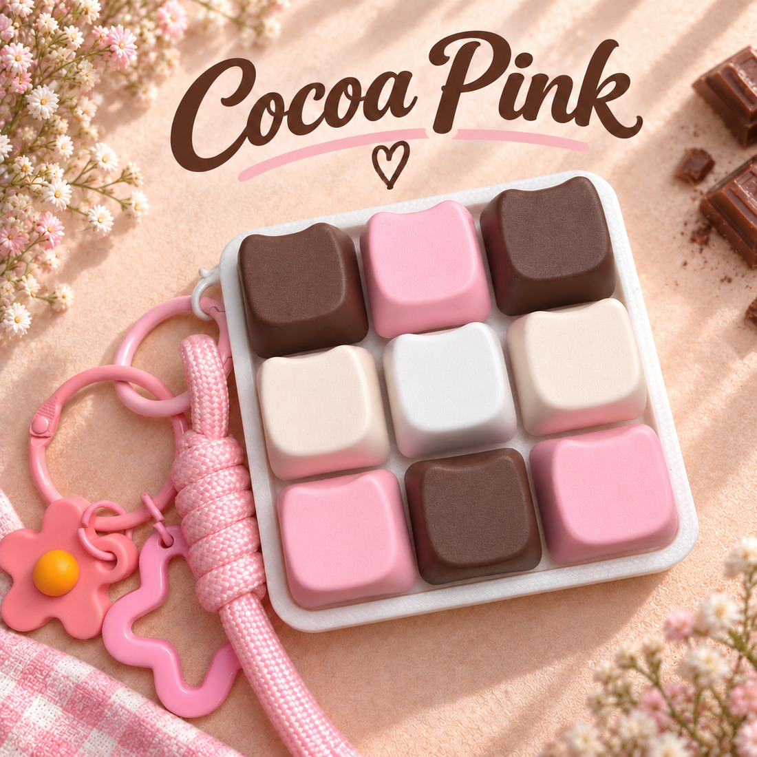 Toytiti Classic Cat Paw 9-Key MOA keyboard fidget clicker in Cocoa Pink colors