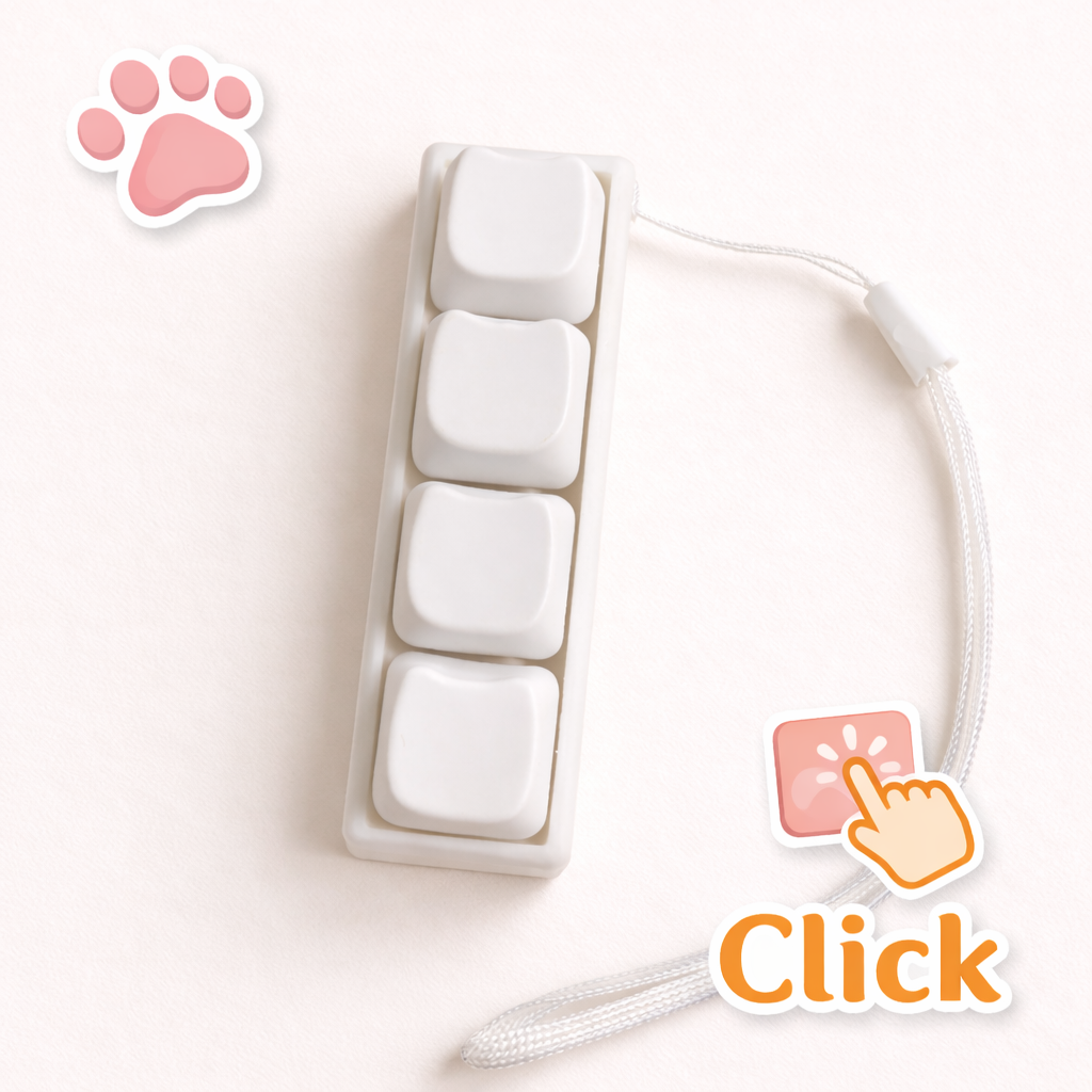 4-Key Cat Paw & Bear Keyboard Fidget Clicker