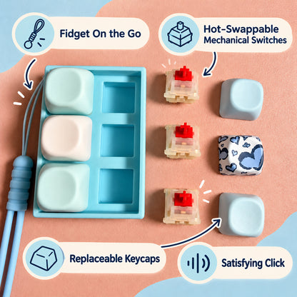 Classic 6-Key Blue Heart 2x3 Fidget Clicker