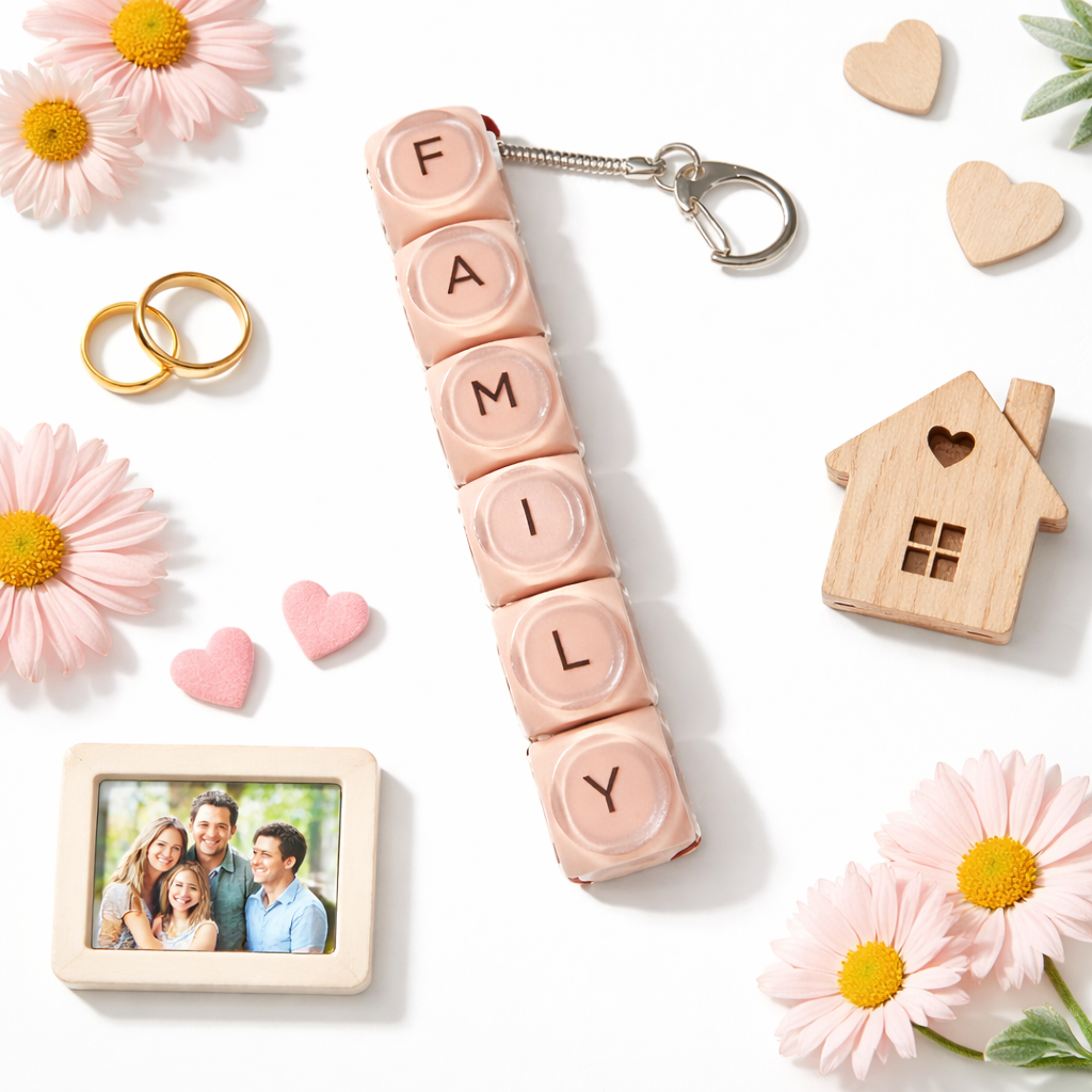 Custom 1/2/3/4/5/6 Key Name Initial Letter Fidget Keychain