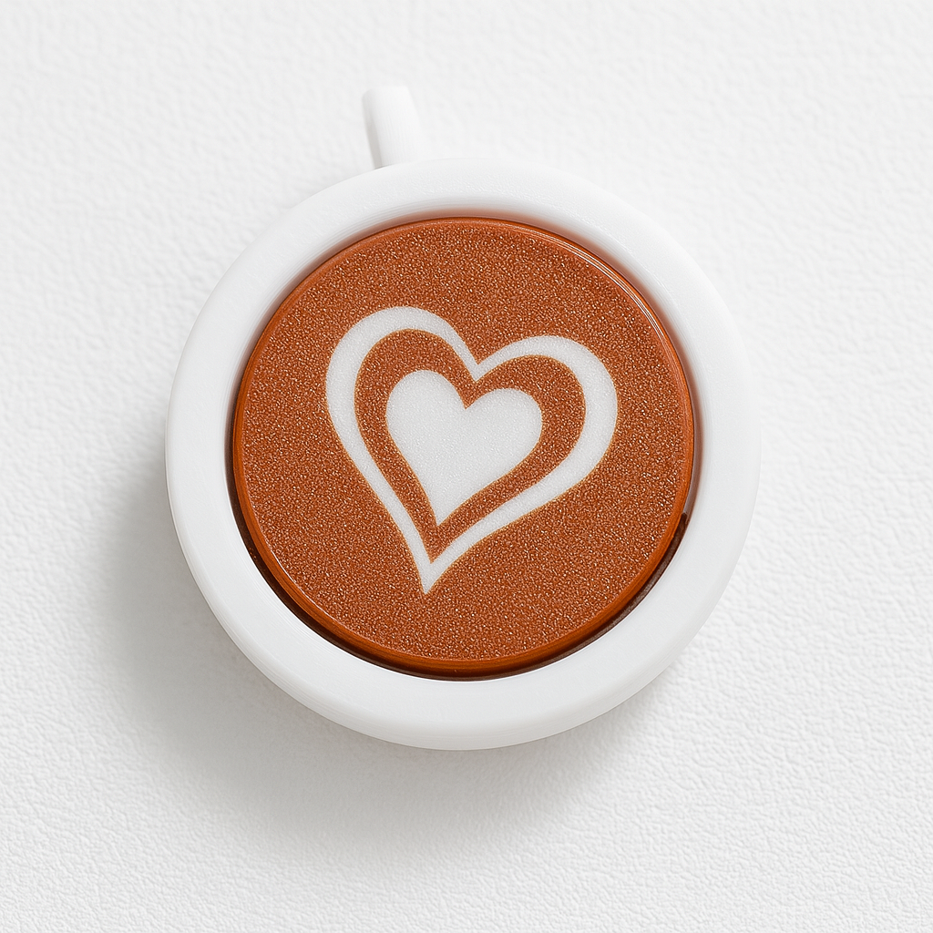 Latte & Heart Coffee Cup Keyboard Clicker Keychain