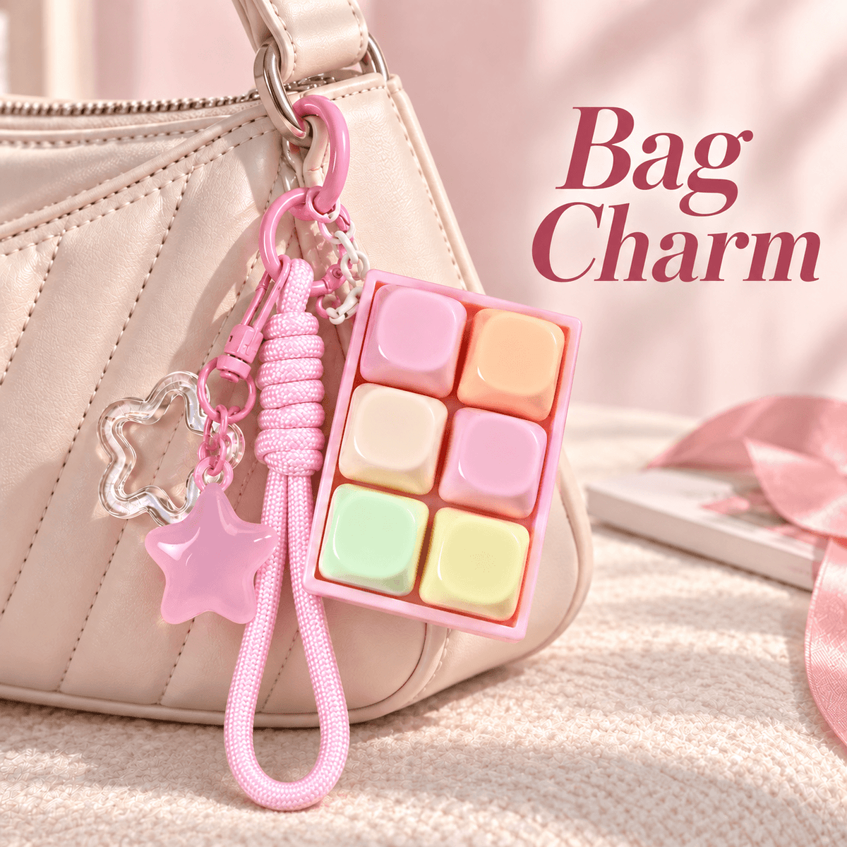 6-Key Clicker Fidget Bag Charm Keychain – Jelly Glossy Keycaps