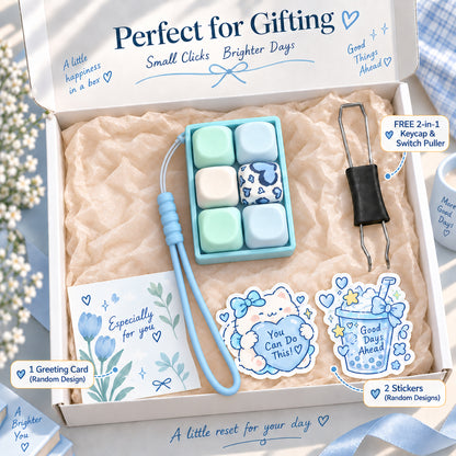 Classic 6-Key Blue Heart 2x3 Fidget Clicker