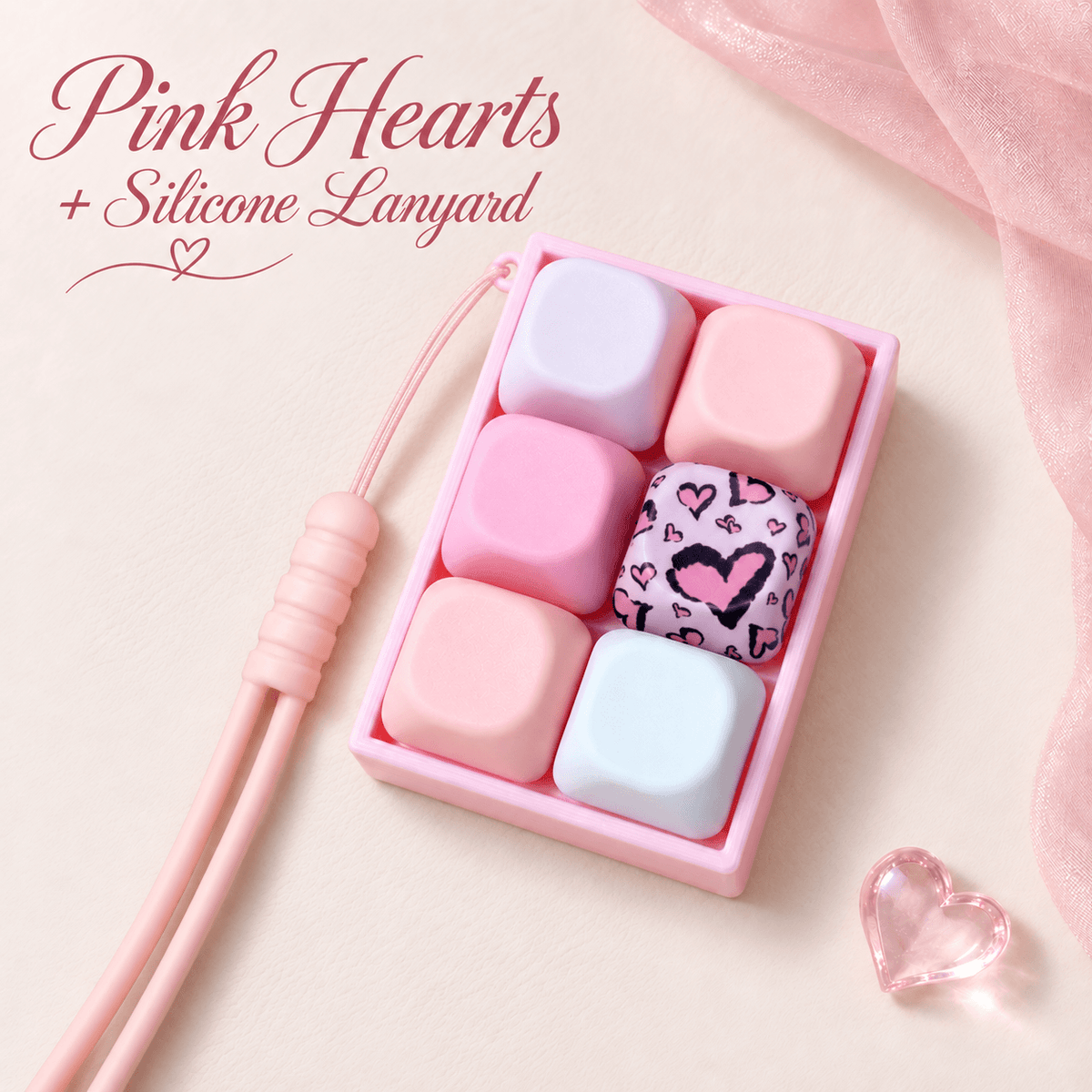 Classic 6-Key Heart 2x3 Fidget Clicker